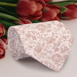 Corbata con estampado floral beige