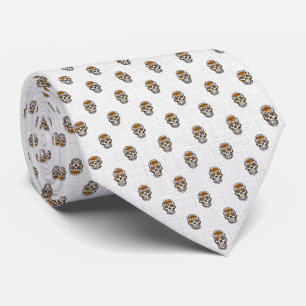 Corbata con estampado floral de cráneo de azúcar m