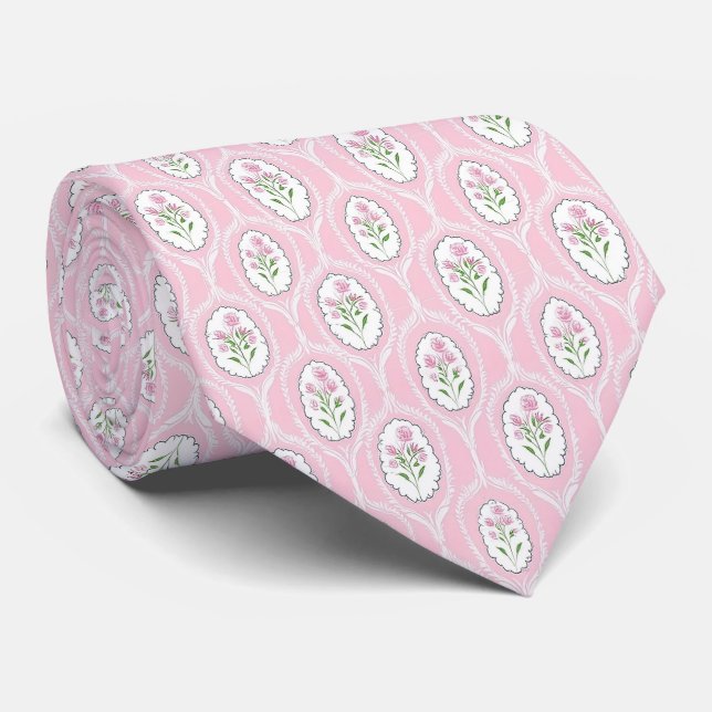Corbata con estampado rosa (Enrollado)
