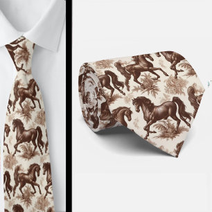 Corbata con estampado Toile de Jouy de caballos de