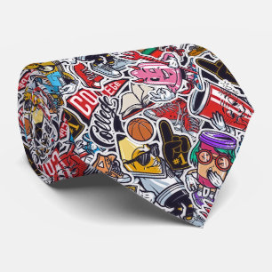 Corbata con estampado universitario Retro Pop