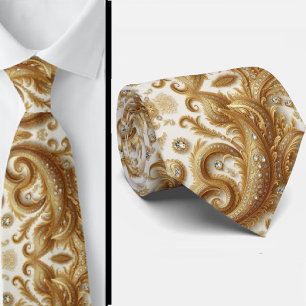 Corbata con Estilo Paisley de Diamante Blanco y Do