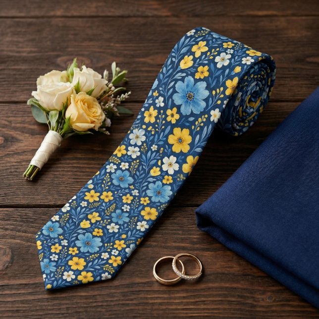 Corbata con Estilo y Patrón Floral Mediterráneo (Subido por el creador)