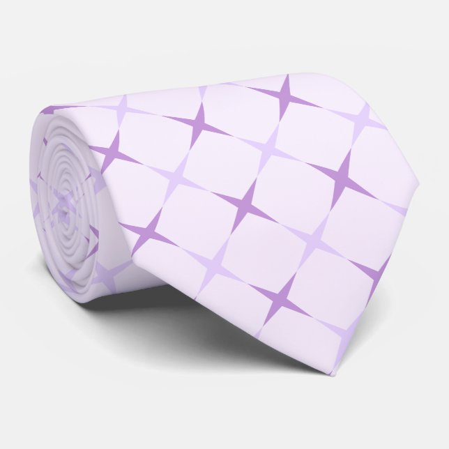 Corbata con Estrella Geométrica de Lavanda Pastel  (Enrollado)