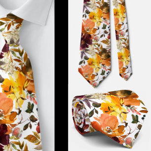 Corbata con flores de colores de otoño melocotón d