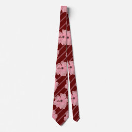 Corbata con flores rosadas y rayas