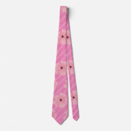 Corbata con flores rosadas y rayas