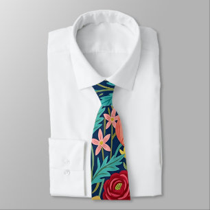 Corbata con flores silvestres y mariposas de color