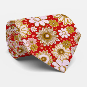 Corbata con Flores Vintage Rojas