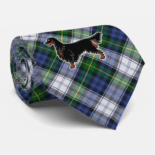 Corbata con Gordon Setter sobre Tartán de Vestido
