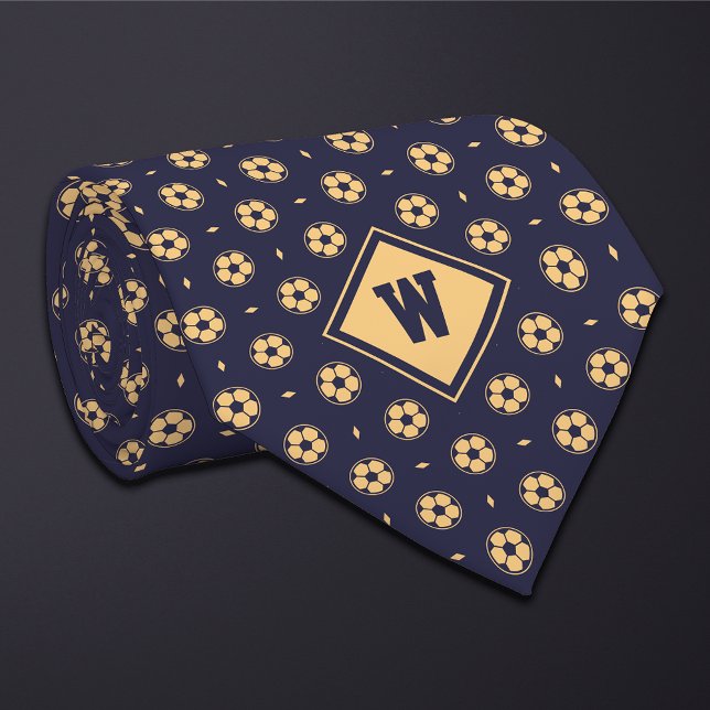Corbata con icono de balón de fútbol Blue Gold (Subido por el creador)