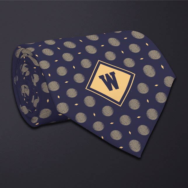 Corbata con Icono de Pelota de Golf Blue Gold (Subido por el creador)