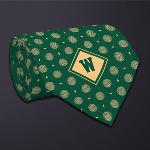 Corbata con Icono de Pelota de Golf Green Gold