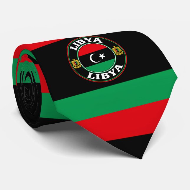 Corbata con la bandera de Libia, corbata elegante  (Enrollado)