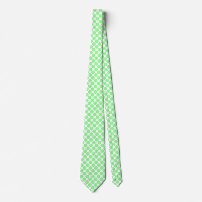Corbata con Lunares Diagonales - Verde Menta sobre (Anverso)