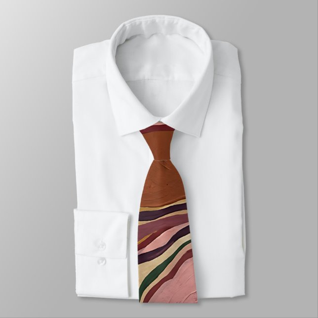 Corbata con mapa topográfico de canela y ciruela a (Atado)