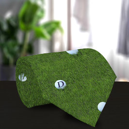 Corbata con Monograma de Bola de Golf Verde para G
