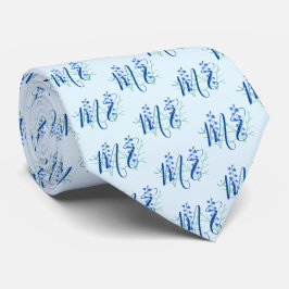 Corbata con Monograma de Campanillas Azules