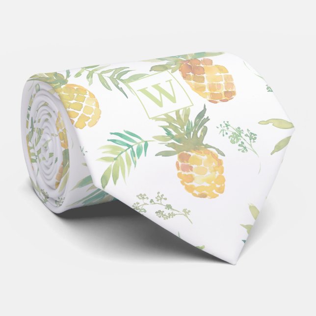 Corbata con monograma de piña moderna (Enrollado)
