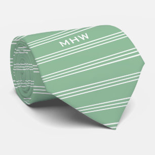 Corbata con monograma personalizado de rayas verde