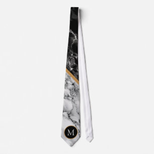 Corbata con monograma personalizado Negro Mármol B