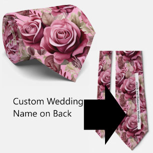 Corbata con nombre de boda personalizado en la par