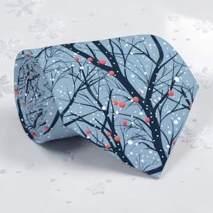 Corbata con patrón azul de invierno estacional