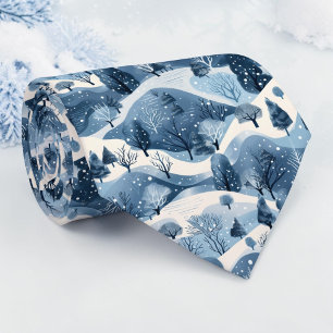 Corbata con patrón azul de invierno estacional
