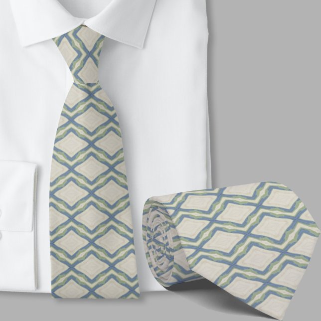 Corbata con patrón azul verde salvia artístico mod (Subido por el creador)