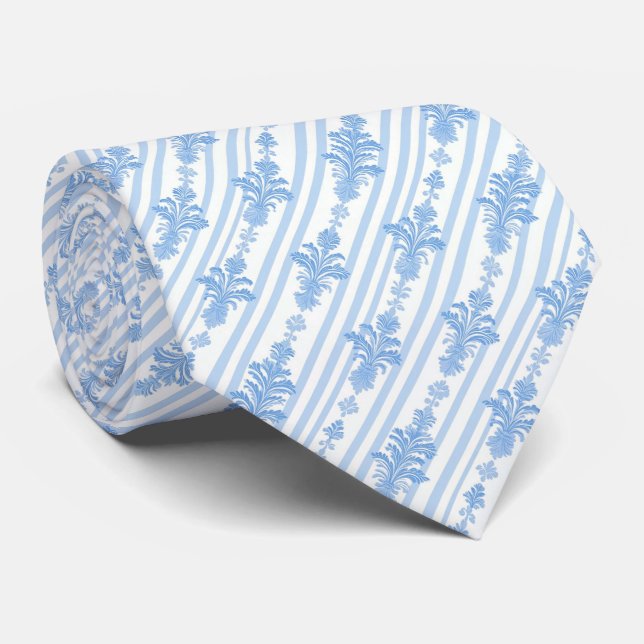 Corbata con patrón blanco y azul claro (Enrollado)