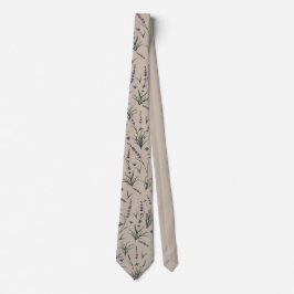 Corbata con patrón botánico de lavanda