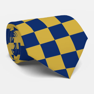 Corbata con Patrón Cuadrado Azul Marino y Dorado M