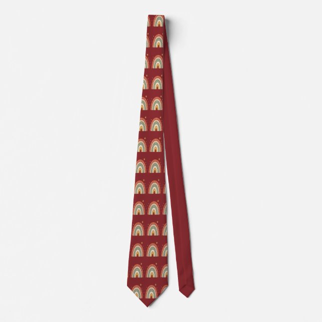 Corbata con patrón de arcoíris boho (Anverso)