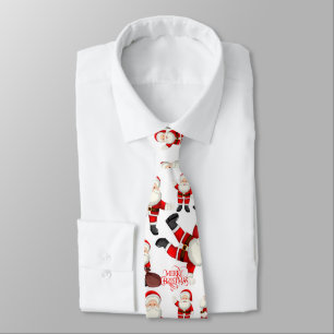 Corbata con patrón de arte divertido de Santa "Fel