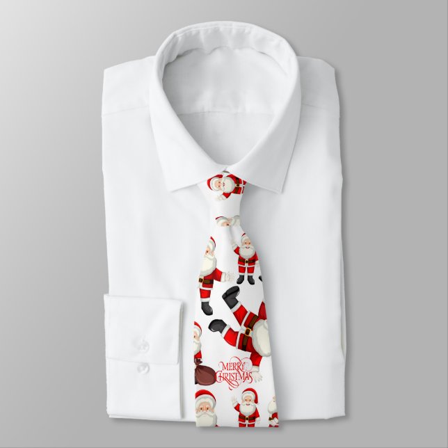 Corbata con patrón de arte divertido de Santa "Fel (Atado)