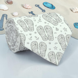 Corbata con patrón de chanclas de verano estaciona