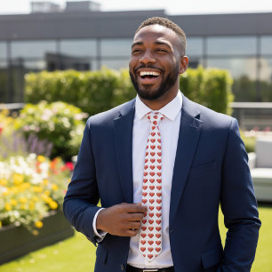 Corbata con patrón de corazón de acuarela roja