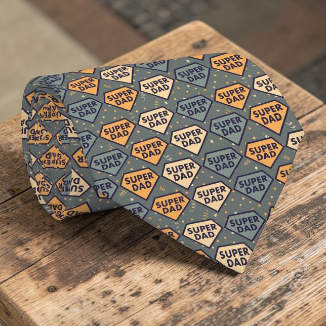 Corbata con patrón de Día del Padre Super Papá (Subido por el creador)