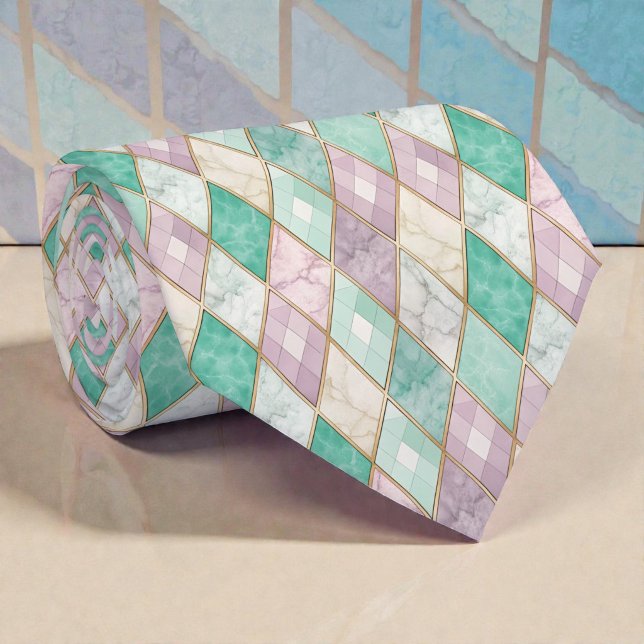 Corbata con patrón de diamante pastel (Subido por el creador)