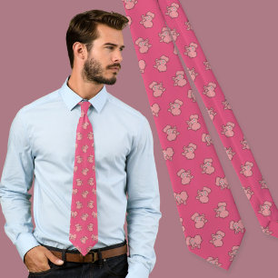 Corbata con patrón de dibujos animados de elefante