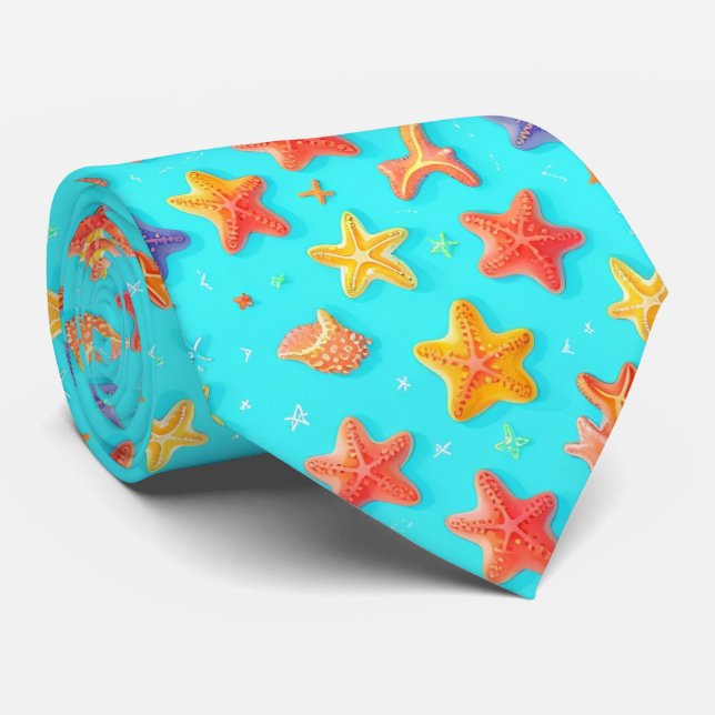 Corbata con patrón de estrella de mar (Enrollado)
