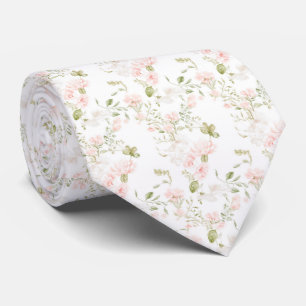 Corbata con patrón de flores rosas delicadas