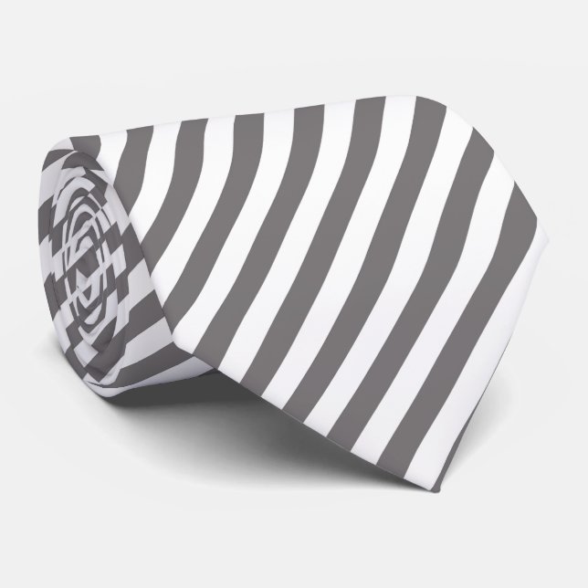 Corbata con patrón de franja gris blanca genial ( (Enrollado)