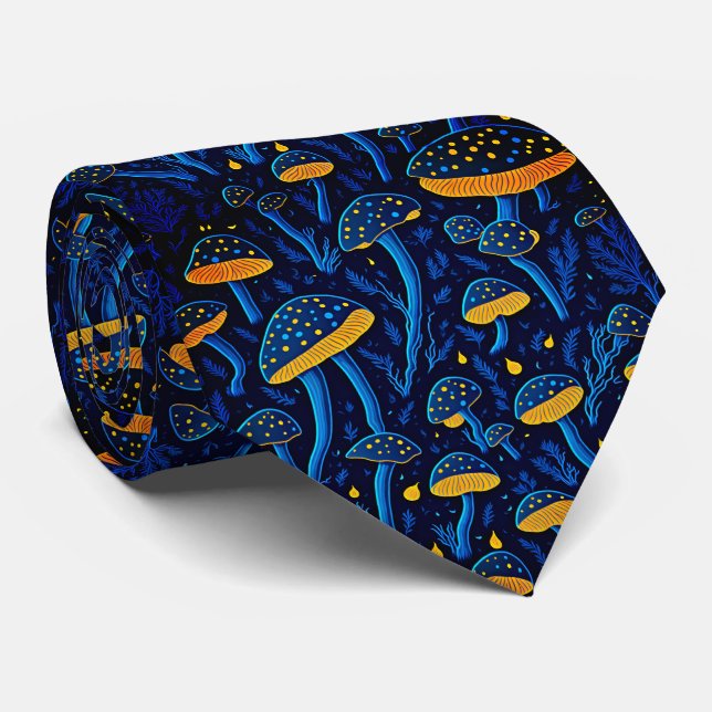Corbata con patrón de hongos psicodélicos retro (Enrollado)