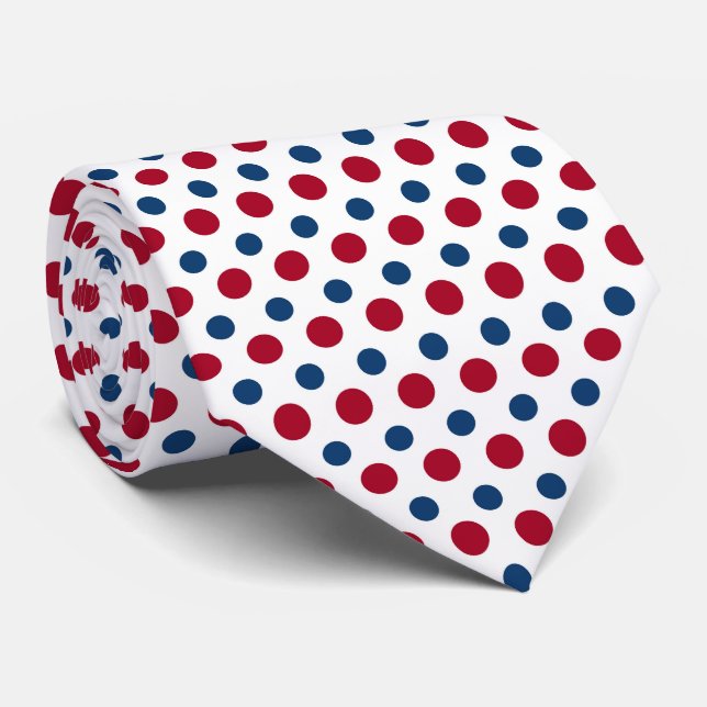 Corbata con patrón de lunares rojos y azules (Enrollado)
