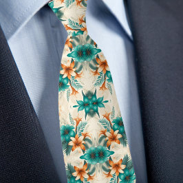 Corbata con patrón de luz de iridiscencia tropical