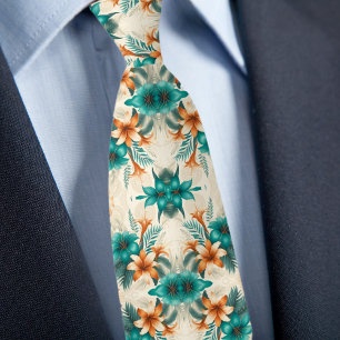 Corbata con patrón de luz de iridiscencia tropical
