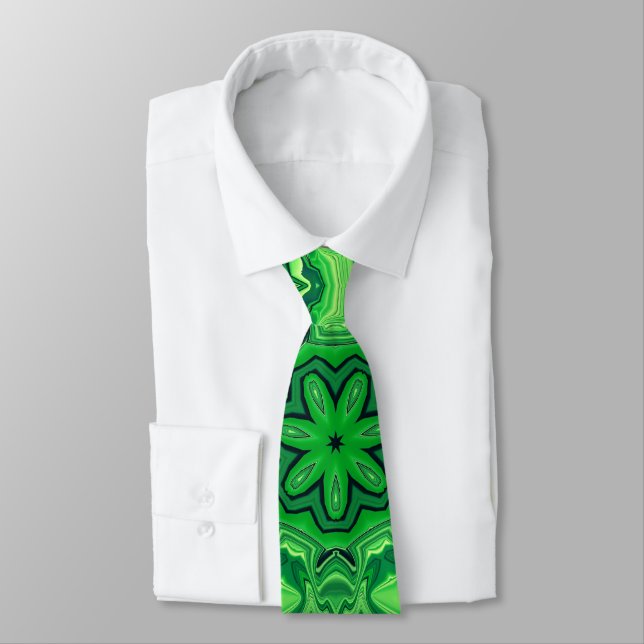 Corbata con patrón de mandala verde (Atado)