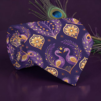 Corbata con patrón de pavo real hembra