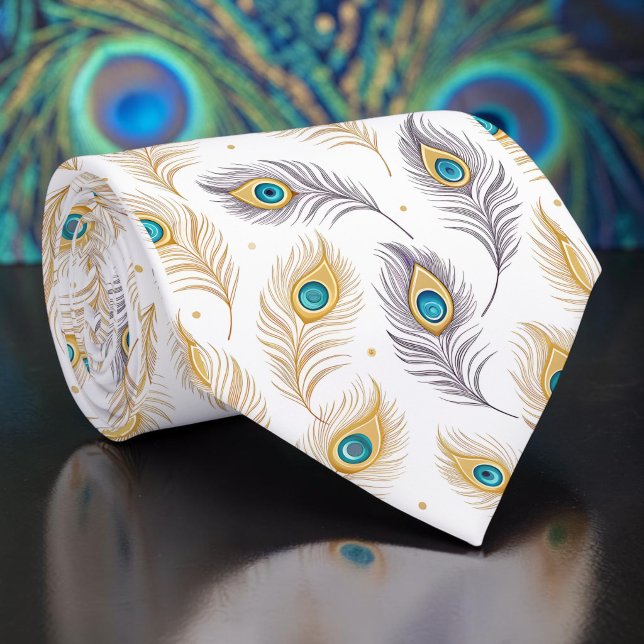 Corbata con patrón de pavo real y pava (Subido por el creador)